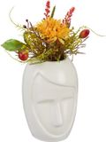 Vaas met gezicht - Vaas - Keramiek - 14,5 x 9,5 x 10,5 cm - Voor droogbloemen - Wit