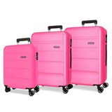 Roll Road Flex Kofferset, roze, 55/65/75 cm