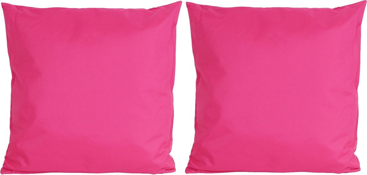 Anna's Collection 6x Bank/sier kussens voor binnen en buiten in de kleur fuchsia roze 45 x 45 cm - Tuin/huis kussens