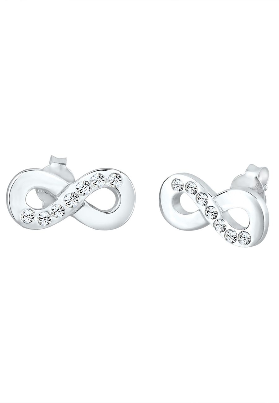 Elli Elli Earrings Women Infinity Motif Basic with Crystals 925 Sterling Silver