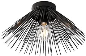 QAZQA - Modern Art Deco plafondlamp zwart - Broom | Woonkamer | Slaapkamer | Keuken - Staal Rond - E27 Geschikt voor LED - Max. 1 x 40 Watt