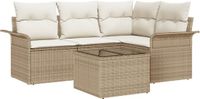 vidaXL Tuinbank Set 5-delig Beige Polyrattan