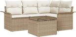 vidaXL Tuinbank Set 5-delig Beige Polyrattan