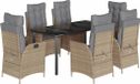 vidaXL 7-delige tuinset met kussens, beige, van polyrotan