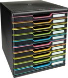 Exacompta Ladenbox MODULO A4 - 10 gesloten laden - Zwart/harlekijn