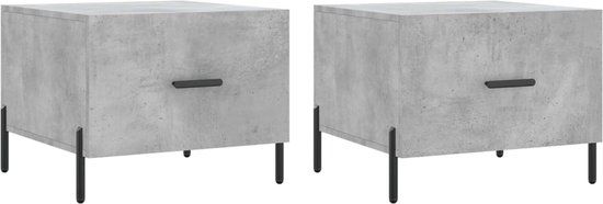 VidaXL Salontafel Set van 2 Betongrijs Bewerkt Hout 50x50x40 cm
