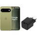Google Pixel 11 256GB Groen 5G + BlueBuilt Oplader met Usb C Poort 30W Zwart