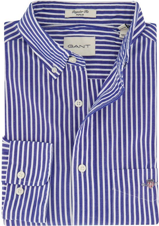 Gant casual overhemd blauw - Mannen - Maat 3XL - Katoen - Lange mouw - Lente/Zomer 2024