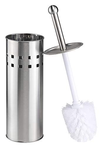 Bambelaa! Toiletborstel met houder WC-borstel WC-garnituur WC-borstelhouder roestvrij staal zilver wit