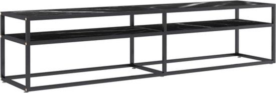 vidaXL Tv-meubel 180x40x40,5 cm gehard glas zwartmarmerkleurig