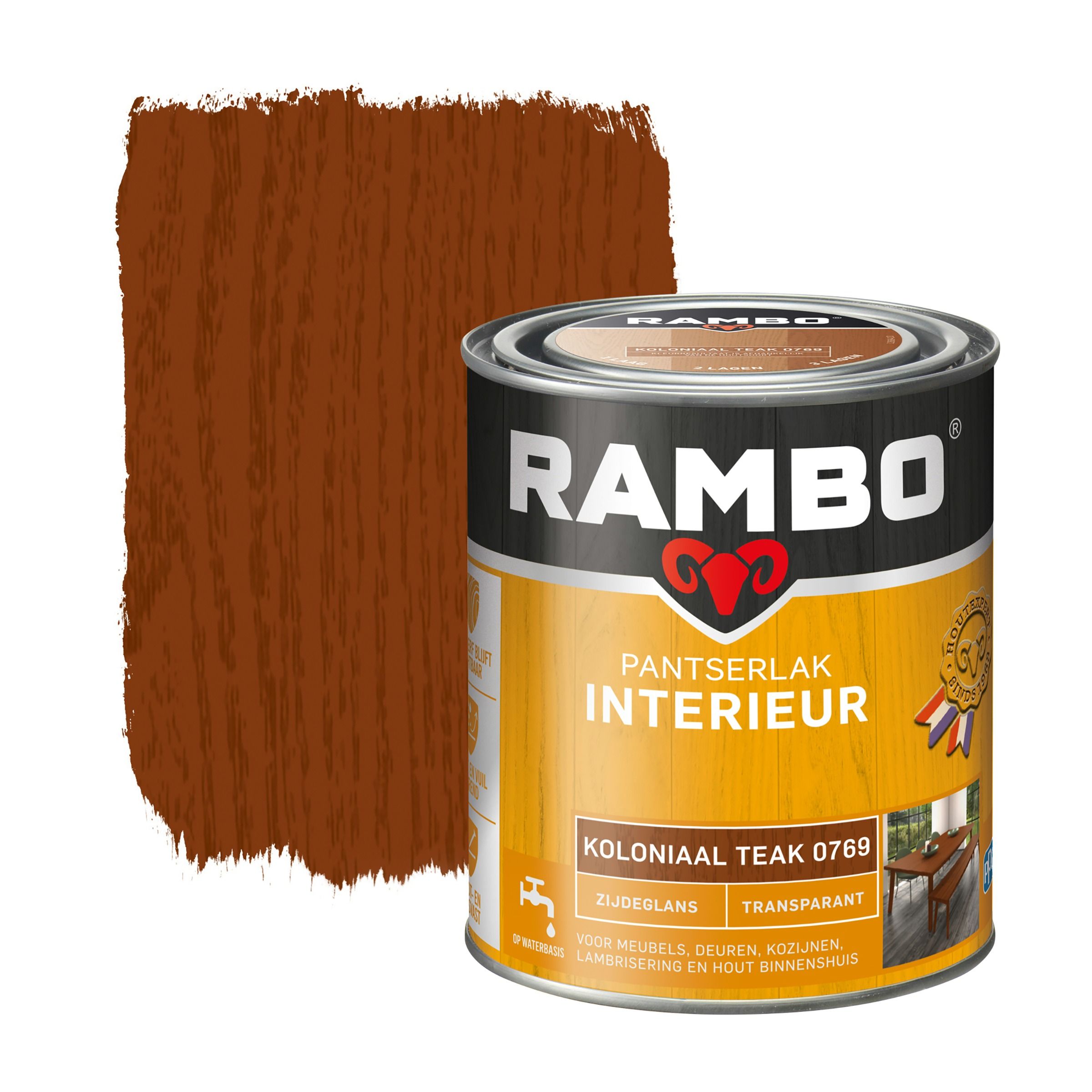Rambo Pantserlak Interieur Transparant Zg Koloniaalteak 0769 0.75 Ltr
