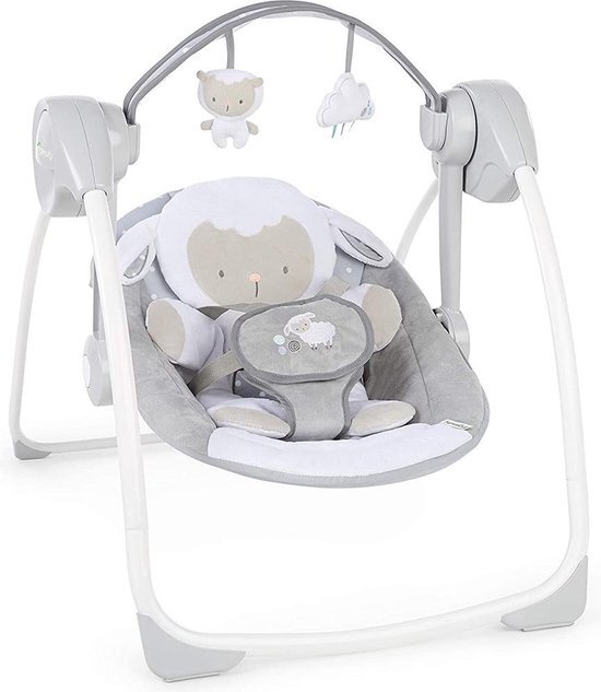 Ingenuity 0m+ Comfort 2 Go Portable Swing™ - Cuddle Lamb wit, grijs