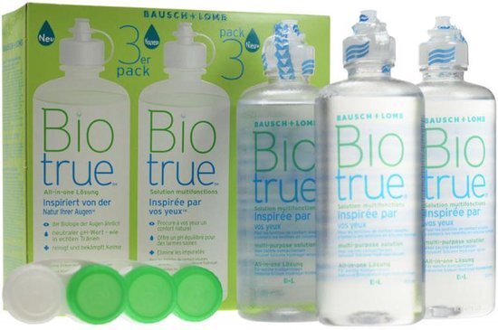 Biotrue multi-purpose solution | 3x 300ml + 3x lenshouder - Lenzenvloeistof