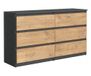 3E 3xE living.com 3xE living Ladekast met 6 laden, Antraciet & Lancelot Eiken, 120 cm