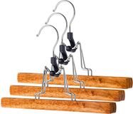 KADAX Houten Kleerhanger, Ruimtebesparende Hanger voor Broeken, Jeans, Rokken en Shorts, Antislip Hanger met Draaibare Haak voor het Organiseren van Kleding (Set van 3)