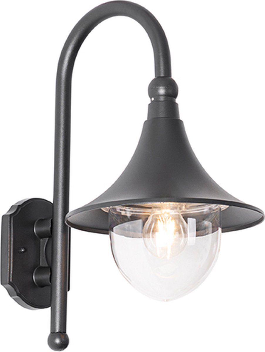 QAZQA Daphne - Klassieke Wandlamp voor buiten - 1 lichts - D 35 cm - Zwart