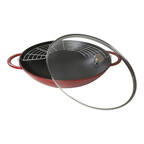 STAUB Gietijzeren wok, kersenrood