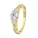 Lucardi Dames Goldplated ring met zirkonia - Ring - Cadeau - Echt Zilver - Goudkleurig