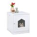 Relaxdays Kattenkast, grote ingang, magnetische deur, achterkant met ventilatiegaten, 52 x 48 x 53 cm (h x b x d), wit