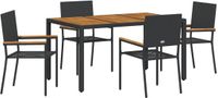 vidaXL Tuineetkamerset, 5-delig, rotan, zwart