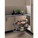 Häfele UTENSIO ST10 PLUS GLIDE CORNER extractible pivotant meuble d'angle avec 2 tablettes à droite, 40 kg, largeur caisson 900 mm, largeur porte 450 mm, hauteur intérieure caisson 666 - 805 mm