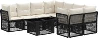 vidaXL Banc de jardin - Set - 9 - pièces - Noir - poly - rotin
