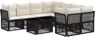 vidaXL Banc de jardin - Set - 9 - pièces - Noir - poly - rotin