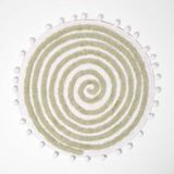 Homescapes Ronde Badmat Spiraal, 60 cm - Badmat Saliegroen met Pompons, Getuft