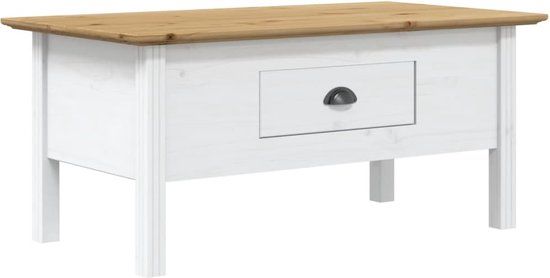 vidaXL Salontafel BODO massief grenenhout wit en bruin