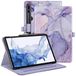 Fintie Hoesje voor Samsung Galaxy Tab S8 2022/Tab S7 2020 11 Inch (Model SM-X700/X706/T870/T875/T878), beschermhoes met meerdere kijkhoeken en zak, automatisch slapen/waken, lila marmer