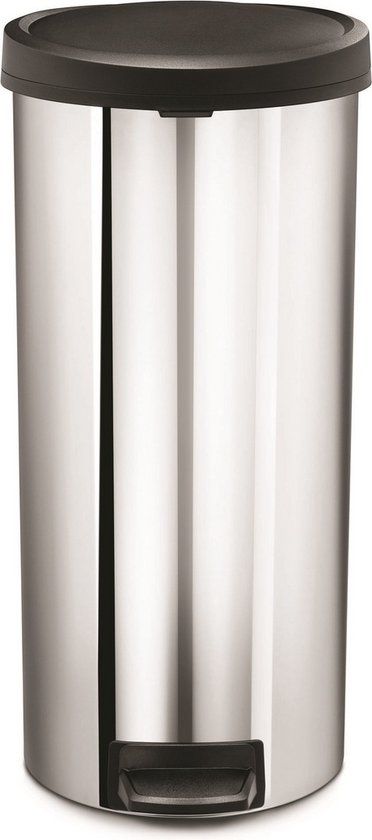 Simplehuman Round Step Pedal Bin - 30L - Stainless Steel - Silver