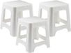Plastic Forte Marchepied/Tabouret - Set de 3 - Blanc - Plastique - 32 x 32 x 30 cm