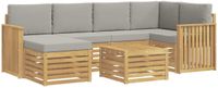 vidaXL Tuinset met 7 zitplaatsen, wit en lichtgrijs, polyester
