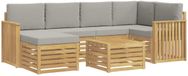 vidaXL Tuinset met 7 zitplaatsen, wit en lichtgrijs, polyester