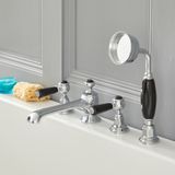 Hudson Reed Elizabeth Mélangeur Bain Douche Rétro 4 Trous Chromé & Noir Commandes Leviers
