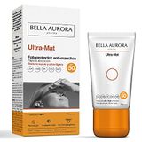 Bella Aurora - Ultra-mat, zonnebrandcrème voor het gezicht, geltextuur, vlekbescherming, SPF50, zonwering tegen vlekken voor de vette huid