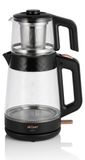 OEM Theeautomaat 2 liter, waterkoker & 0,9 liter theepot, glas, zwart