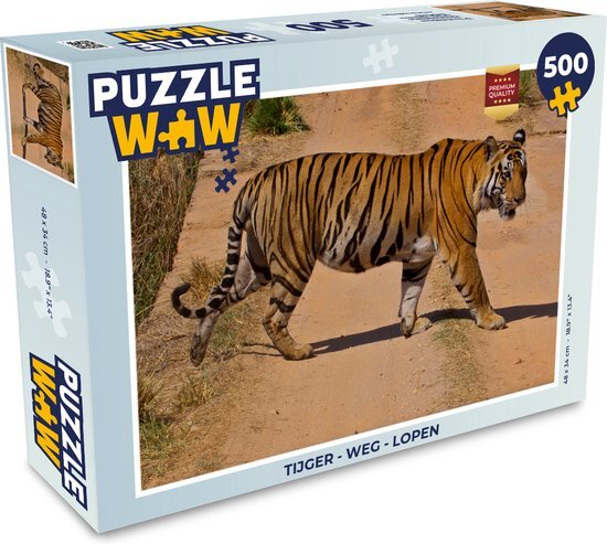 MuchoWow Puzzel Tijger - Weg - Lopen - Legpuzzel - Puzzel 500 stukjes