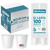 BioPrime - Papieren waterbekers 200 ml - biologisch afbreekbaar - voor warme dranken, water en dranken - Wegwerpbekers (wit, hoeveelheid 2000 stuks)