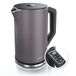 Arendo - Roestvrijstalen waterkoker met temperatuurinstelling 40-100 graden in stappen van 5 - Dubbelwandig design - Model ELEGANT - 1,5 liter - 2200 W - Waterkoker met temperatuurweergave - GS -