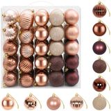 vidaXL Set de boules de Noël - 75 pièces - Champagne et marron - 6 cm - Polystyrène