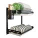 junyuan Keuken afdruiprek, hangend zilverwerk droogrek organizer opbergplank boven de gootsteen, 2 niveaus wandmontage komhouder met afvoerbak, roestvrijstalen zwarte coating (2 niveaus, 16)