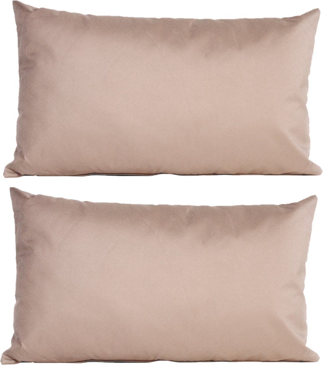 Anna's Collection 8x Bank/sier kussens taupe 30 x 50 cm - Polyester - Binnen & Buiten