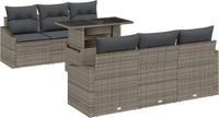 vidaXL Tuinbank Set 7-delig Grijs Polyrattan