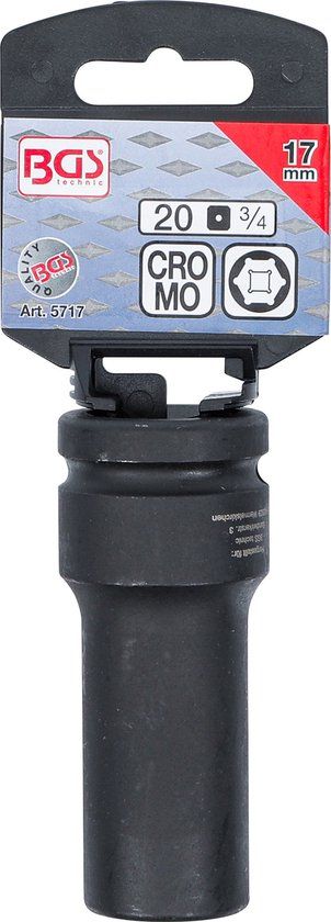 BGS 5717 - Kracht dopsleutel zeskant, diep - 17 mm - 3/4"
