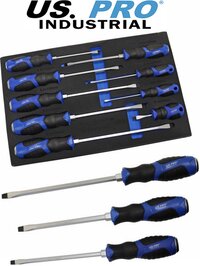 US.PRO Industrial Professionele Sleuf schroevendraaierset 9-delig in foam inlay