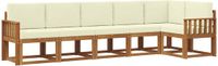 vidaXL - Hoek loungeset - 6 zitplekken - Acacia hout - Naturel en crème
