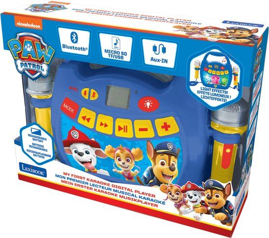 LEXIBOOK Paw Patrol Karaokeset - Met 2 Microfoons, Bluetooth & LED-lichteffecten