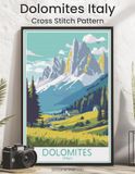 Dolomites Italy Cross Stitch Pattern: A Full Coverage Alpine Travel Poster for Immersive Stitching with Colour and Mono Charts, 14-Brand Thread Conversion and Beginner Instructions