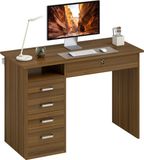 HOMCOM Bureau met planken - Spaanplaat - 110 x 50 x 76 cm - Donker walnoot